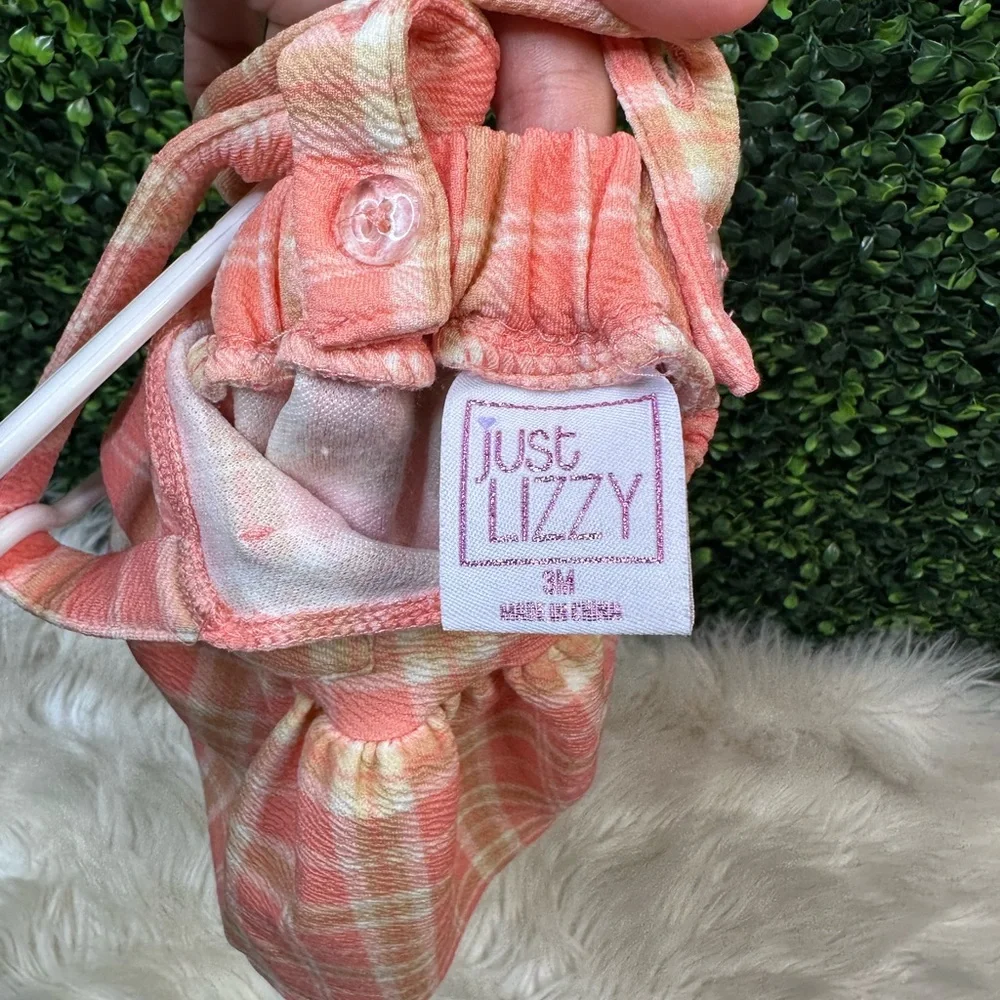 Plaid Pink and Yellow overall‎ Dress nwot